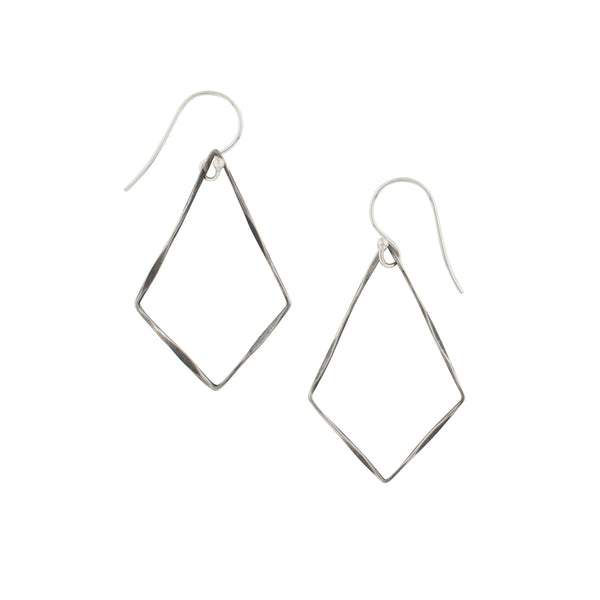 Twisted Kite Earrings - Antiqued Silver in 2"