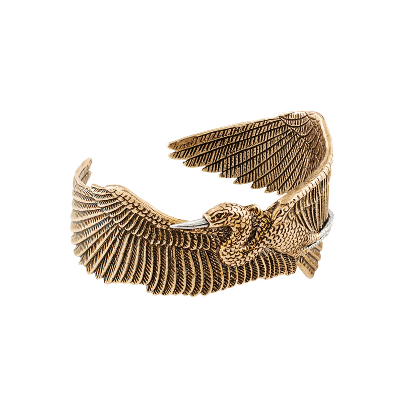 Egret Cuff in Bronze with Silver Accents