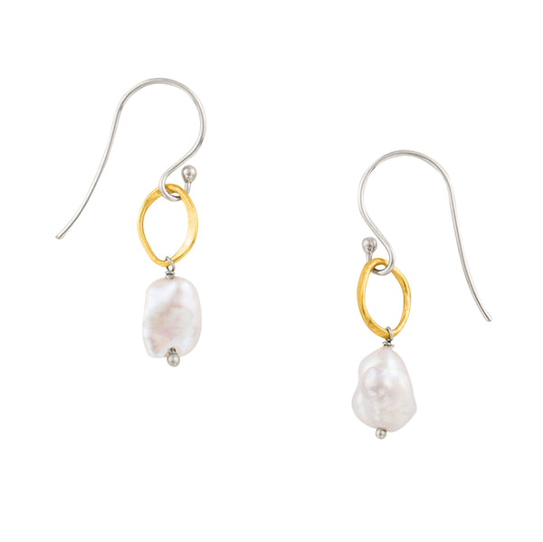 Orbit Earrings in Baroque Pearl