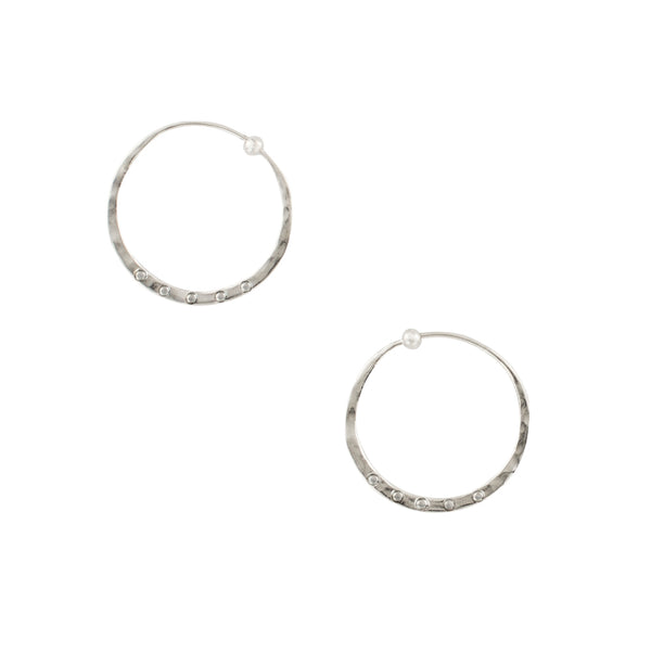 Riveted Hammered Hoops in Silver - 1"