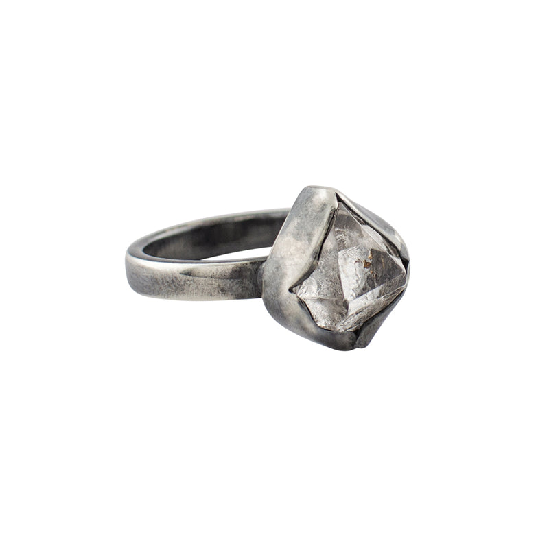 Herkimer Protector Ring in Antiqued Silver