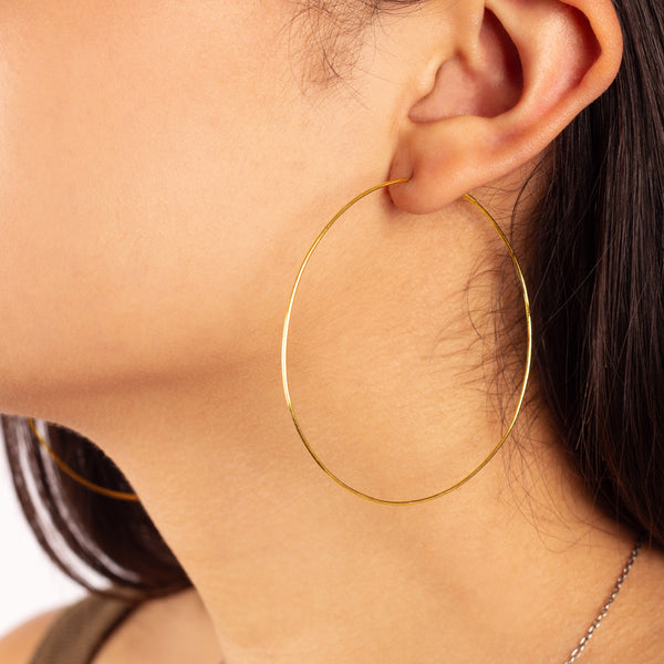 Wafer Wire Endless Hoops in Gold - 2 1/2"