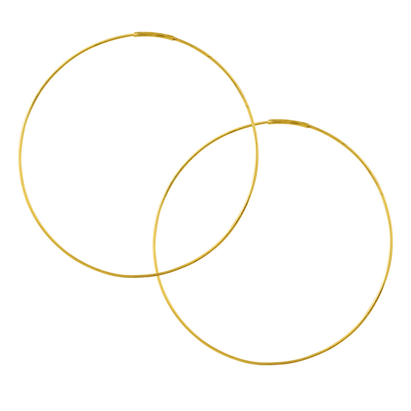 Wafer Wire Endless Hoops in Gold - 2 1/2"