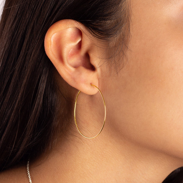 Wafer Wire Endless Hoops in Gold - 1 1/2"