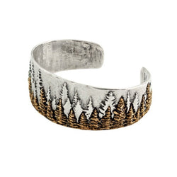 Treeline Cuff in Silver with Bronze - Narrow