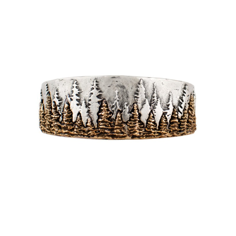 Treeline Cuff in Silver with Bronze - Narrow