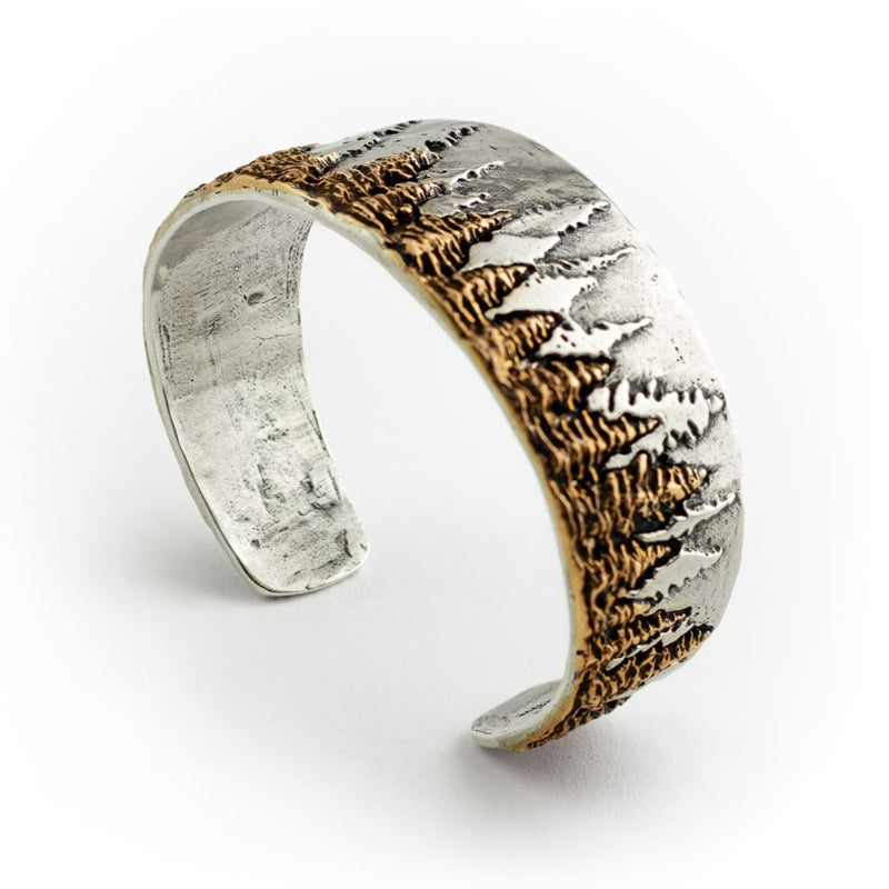 Treeline Cuff in Silver with Bronze - Narrow