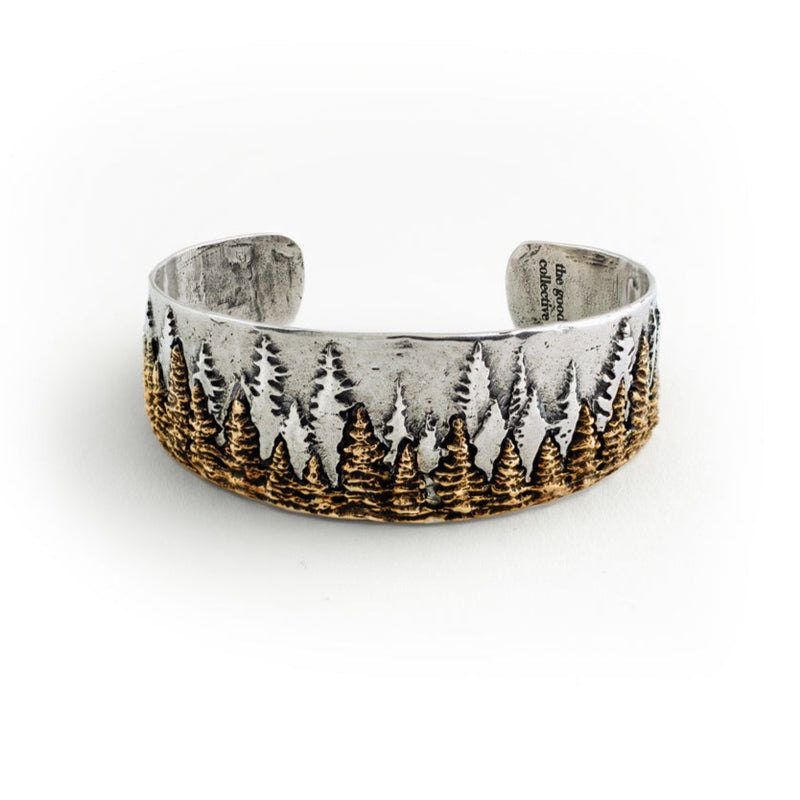 Treeline Cuff in Silver with Bronze - Narrow