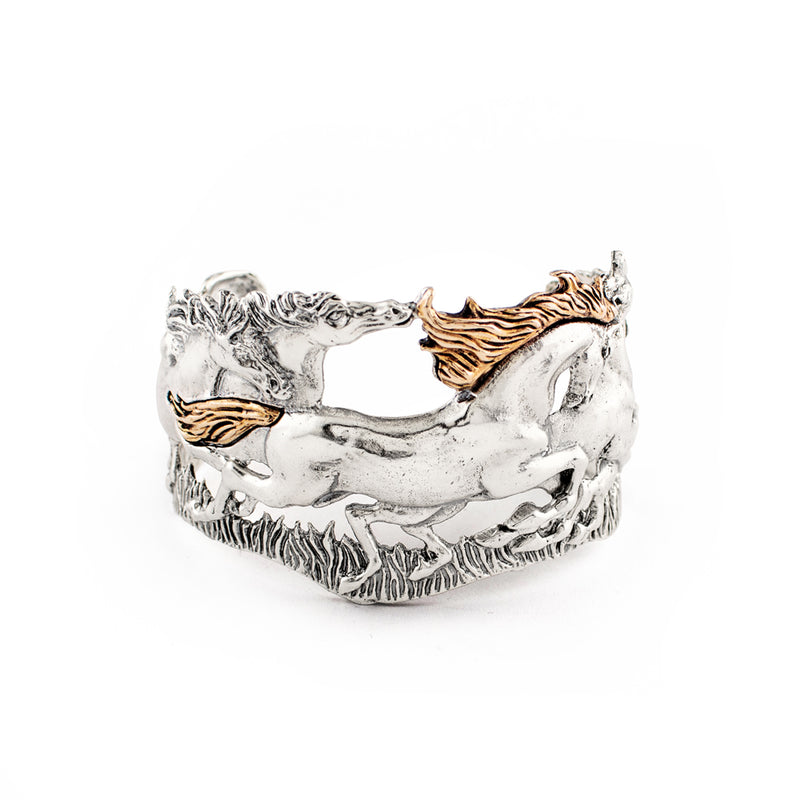 Wild and Free Cuff in Silver with Bronze Accents - Wide