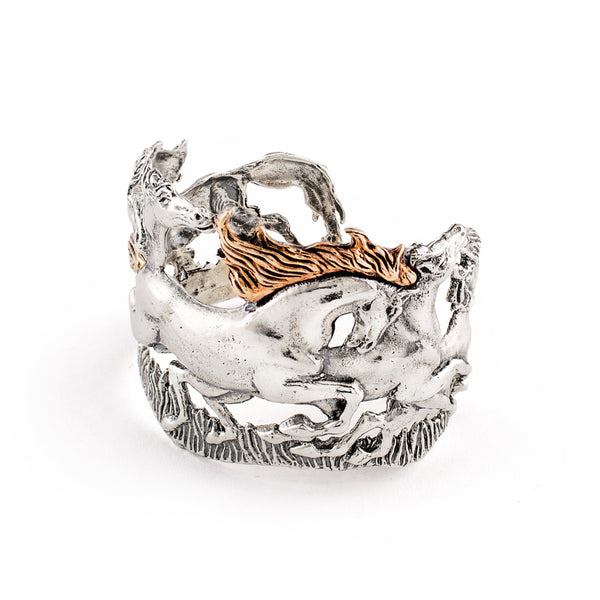 Wild and Free Cuff in Silver with Bronze Accents - Wide