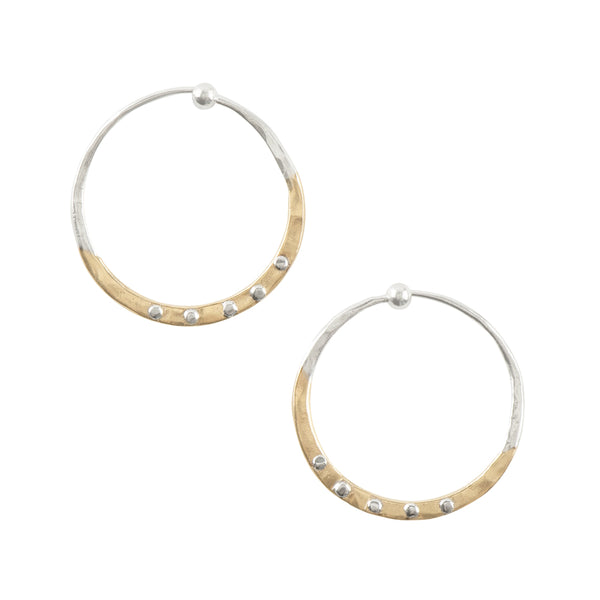 Riveted Hammered Hoops in Half Bronze - 1 1/2"