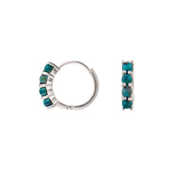Turquoise Clicker Huggies in Silver | Available to Ship June 3, 2024