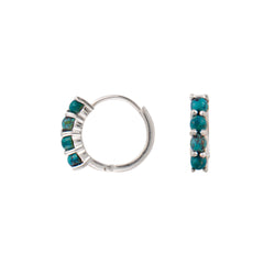 Turquoise Clicker Huggies in Silver - FINAL SALE