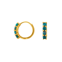 Turquoise Clicker Huggies in Gold