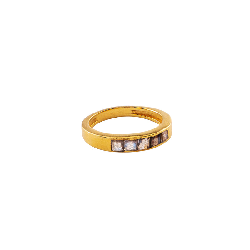 Labradorite Window Pane Ring in Gold