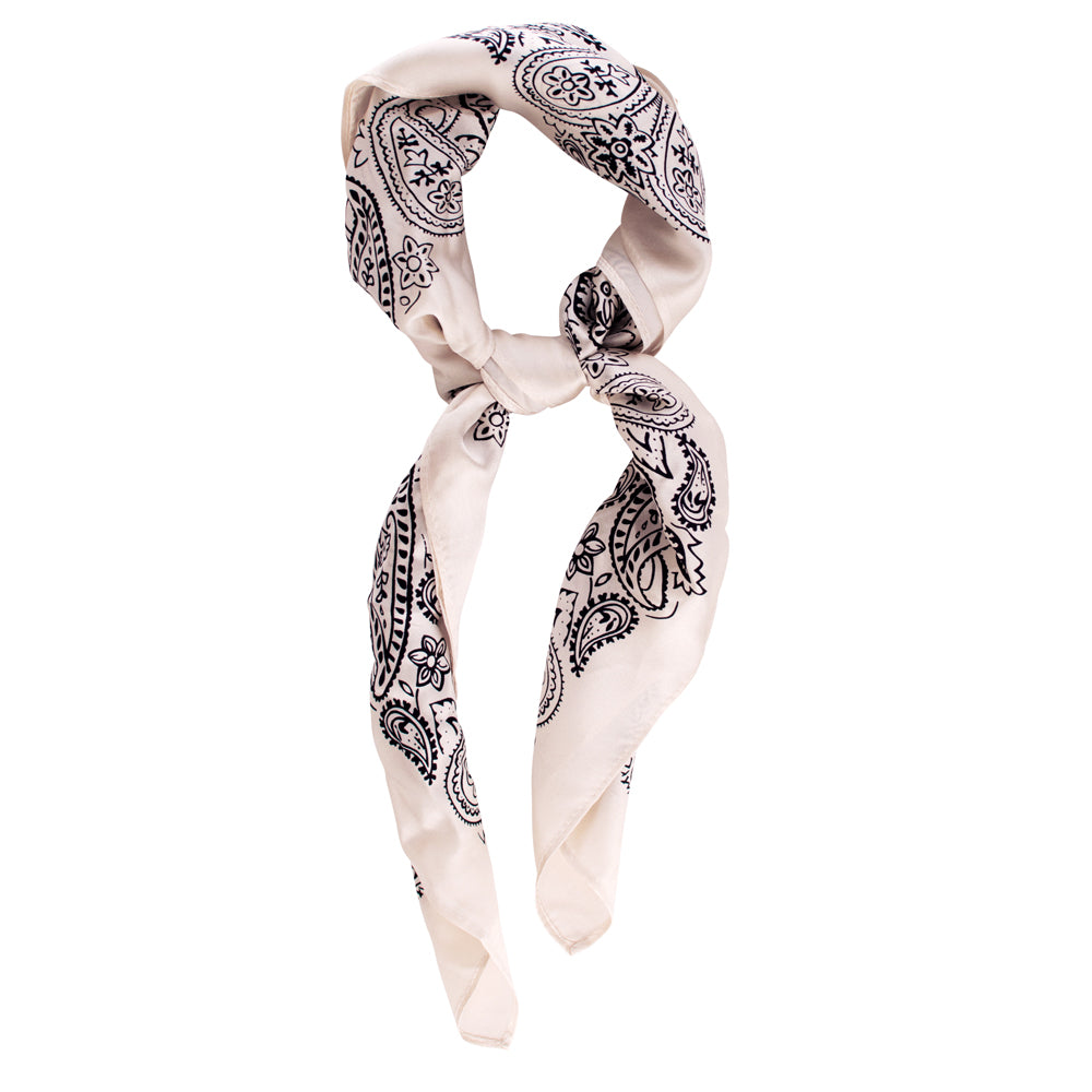 Silk Paisley Bandana in Off-White