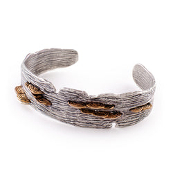 Top Shelf Fungi Cuff- Small - Sterling with Bronze Fungi