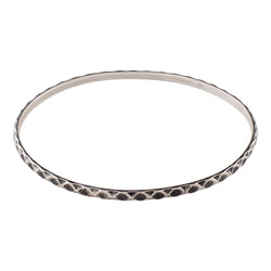 Tooled Sterling Bangle - Diamond Pattern