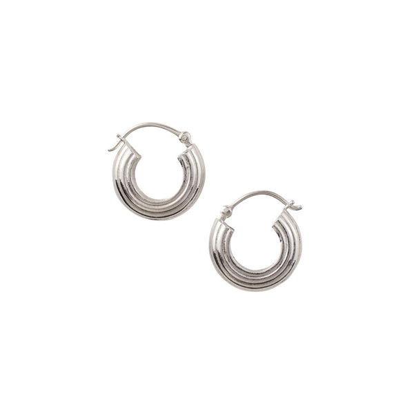 Fast Lane Ridged Hoops in Silver