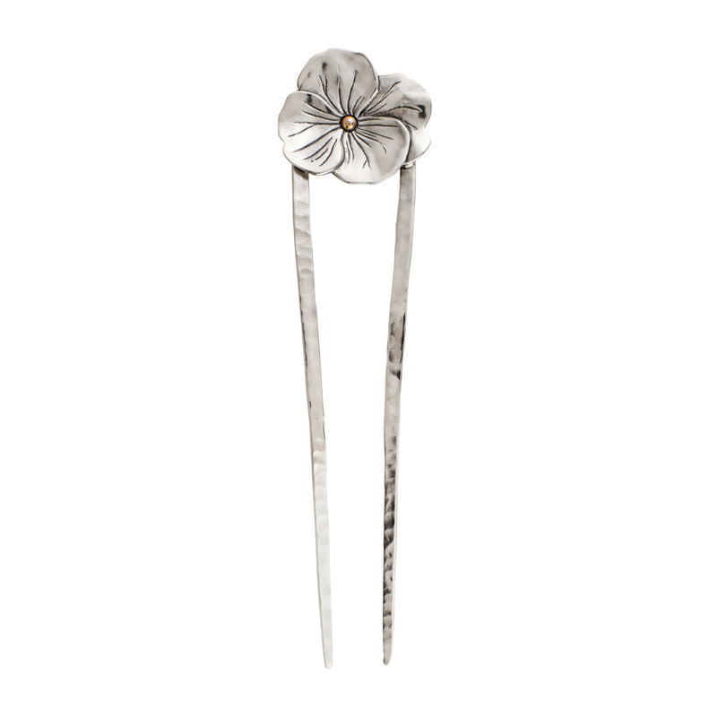 Pansy Hair Pin in Silver