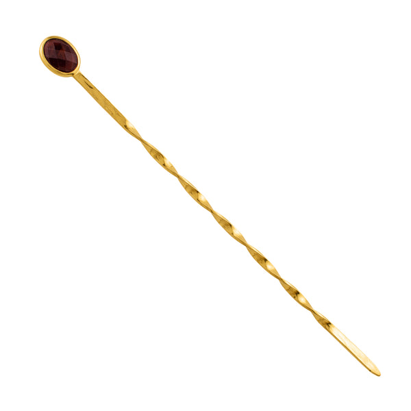 Cut Stone Hair Stick in Garnet & Bronze - Large