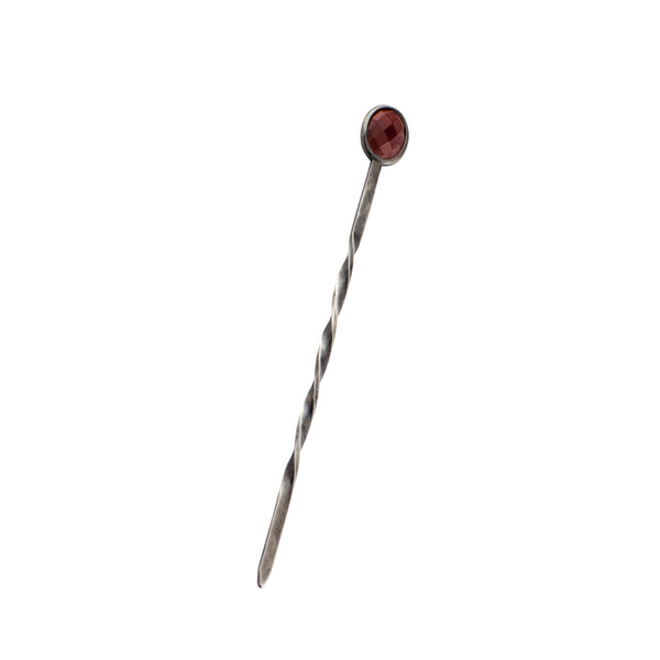 Cut Stone Hair Stick in Garnet & Antiqued Silver - Small