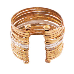 Stacked Strands Cuff in Bronze & Silver - 14 strand