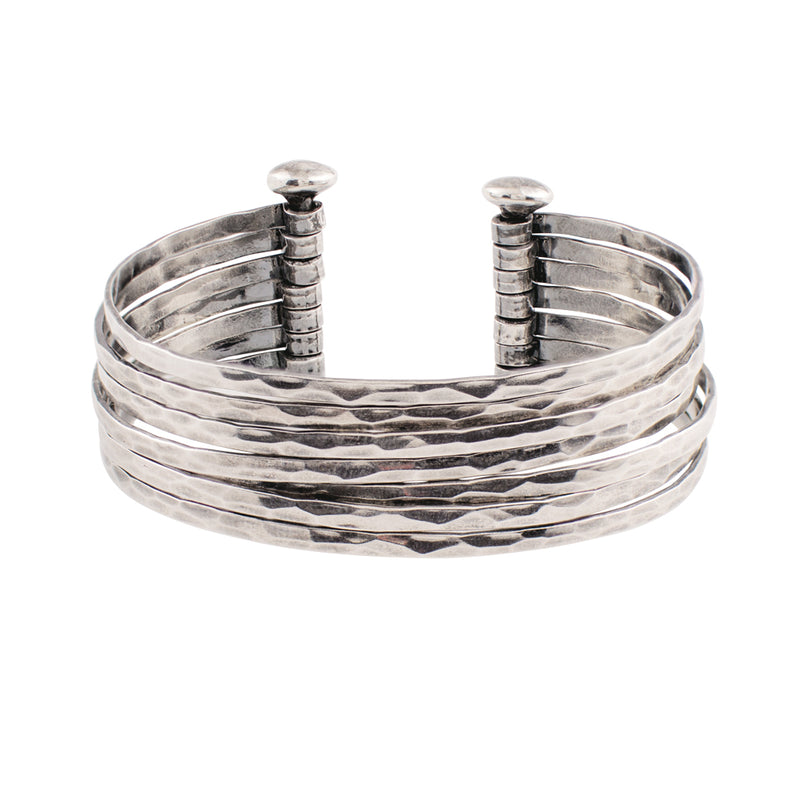 Stacked Strands Cuff in Silver - 7 Strand