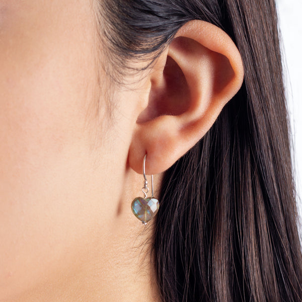 You've Got Heart Earrings in Labradorite