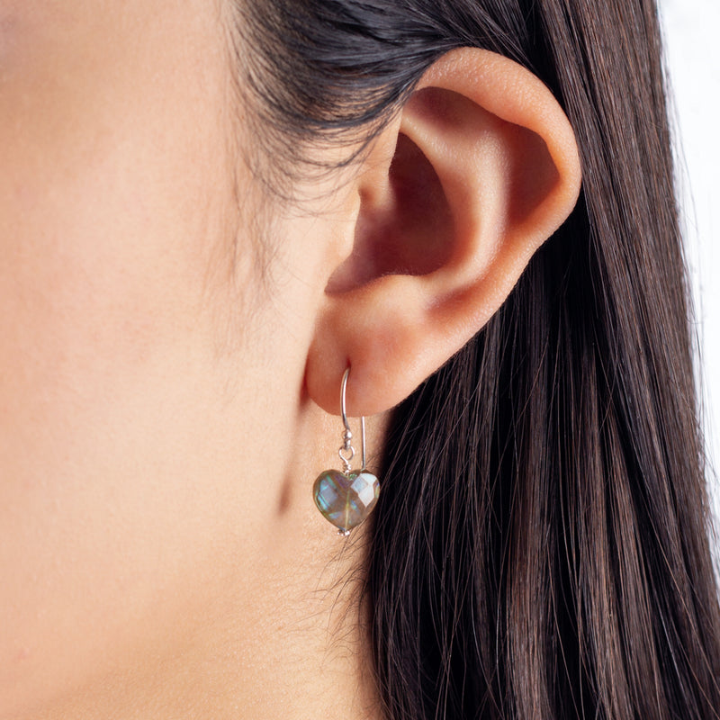 You've Got Heart Earrings in Labradorite