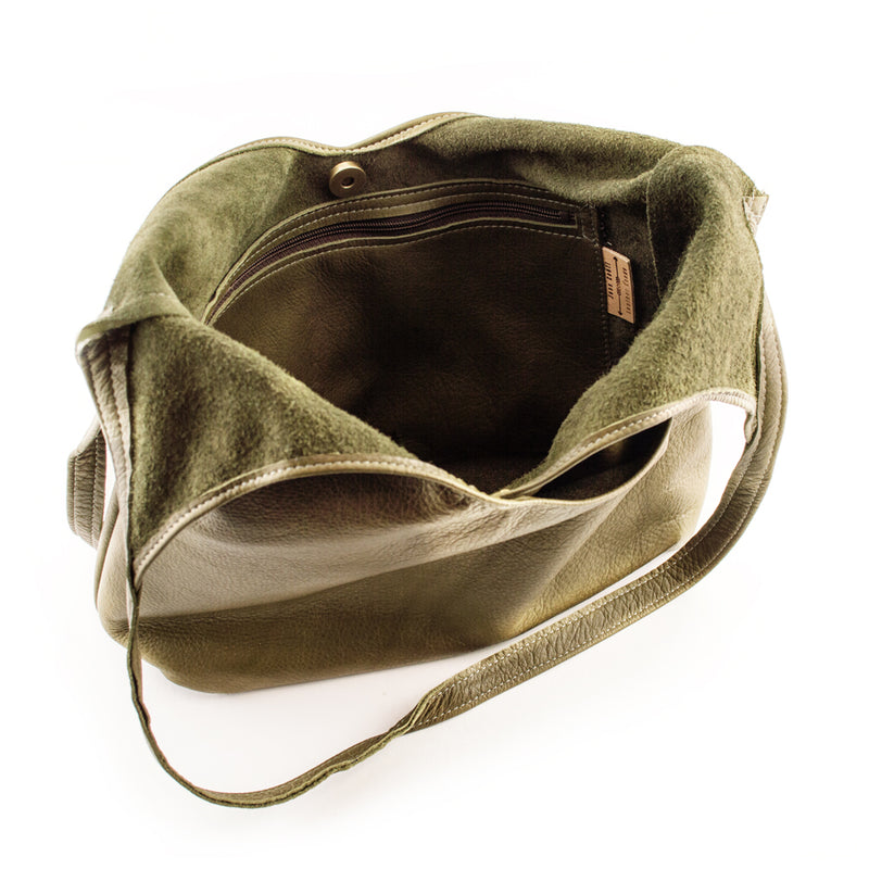 Super Soft Leather Bag in Leek Green