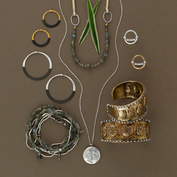Rhodium Dipped Hammered Hoops in Gold - 1"