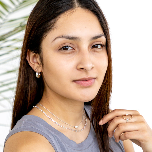 Chunky Huggie Hoops in Silver