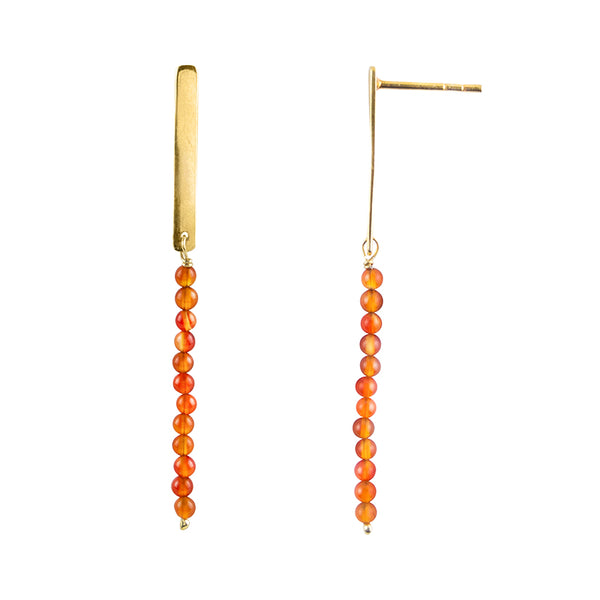 Fine Line Earrings in Carnelian and Gold