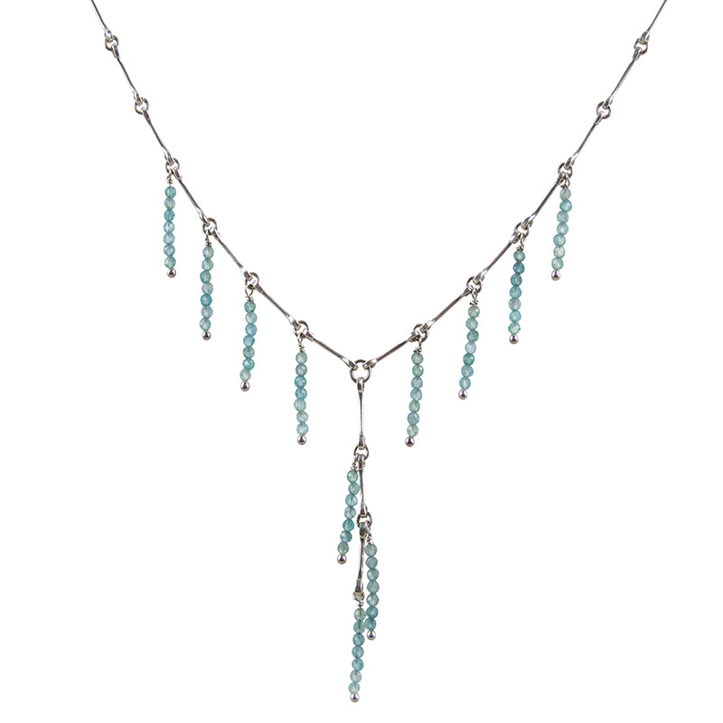 Cascading Stone Necklace in Blue Apatite and Silver