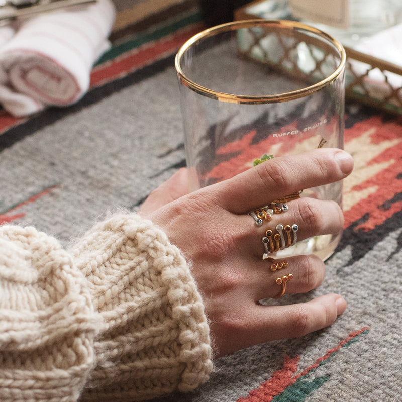 Soufflé Stone Stacker Ring in Ruby and Gold