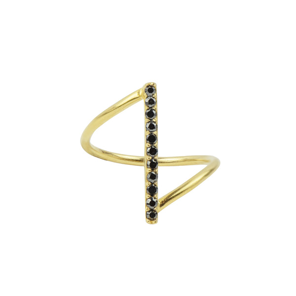 Fine Line Ring- Gold and Black Onyx