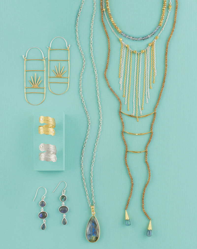 Falling Fringe Necklace in Silver & Gold