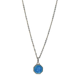 Blue Enamel Vintage Mary Necklace - V11