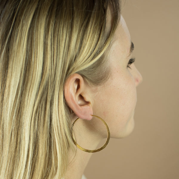 Hammered Hoops in Gold - 2"