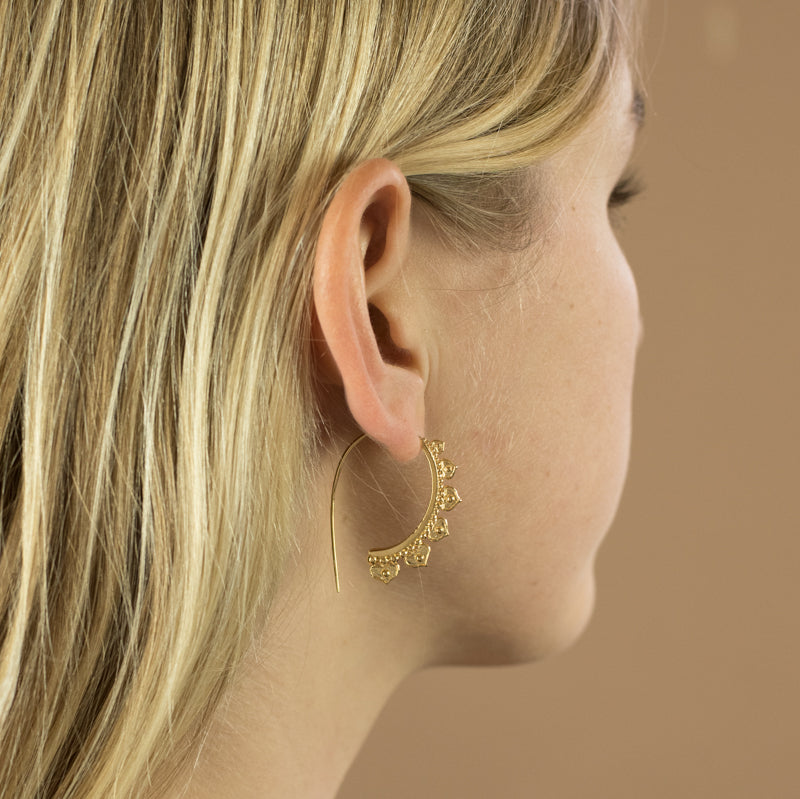 Half Lotus Hoops in Gold