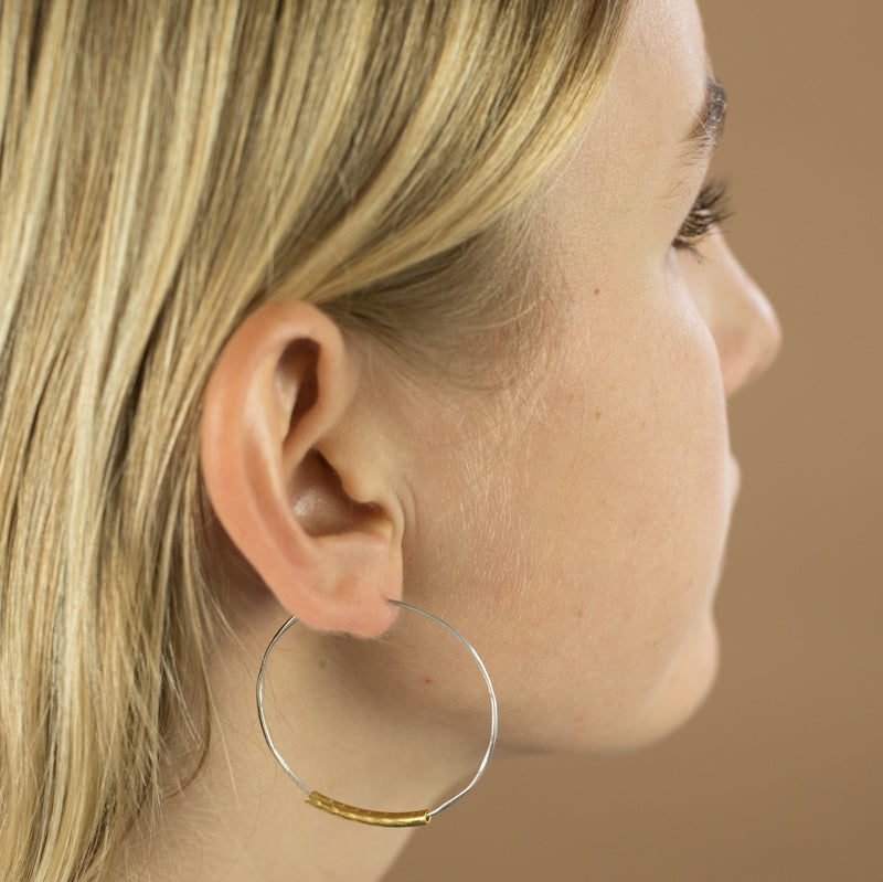 Two-Tone Slider Hoop Earrings