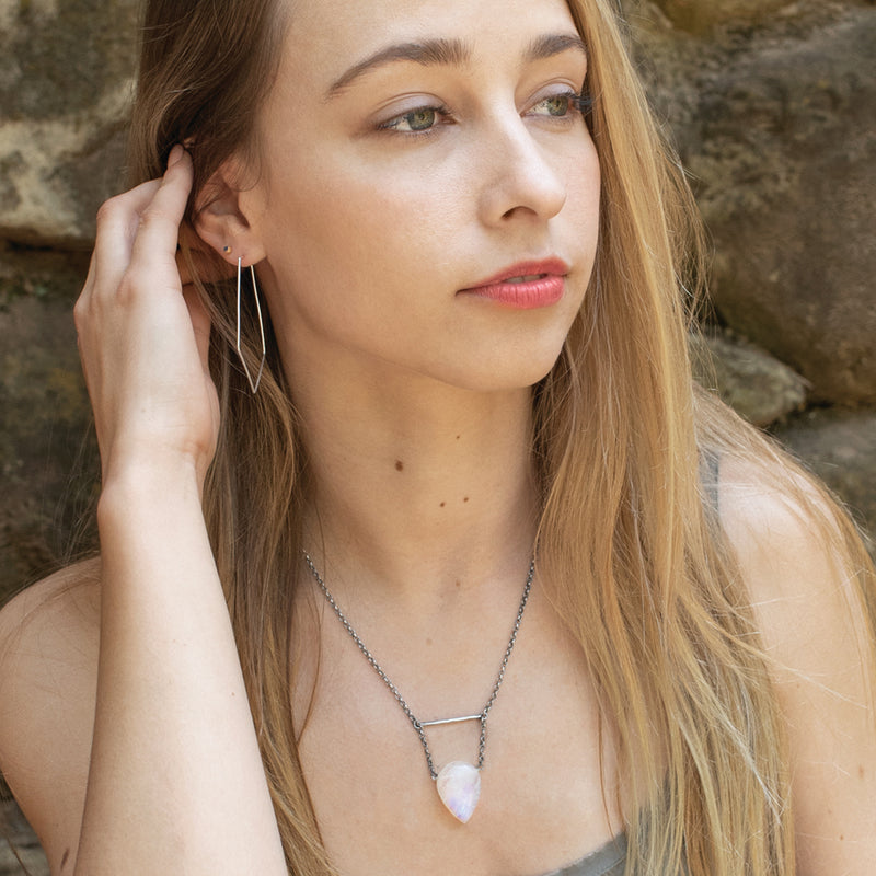 Large Rhombus Hoops in Silver