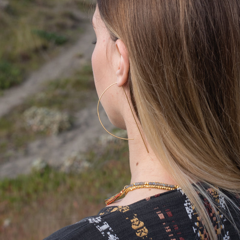 D Wire Hoop Earrings in Gold - 3 ½"