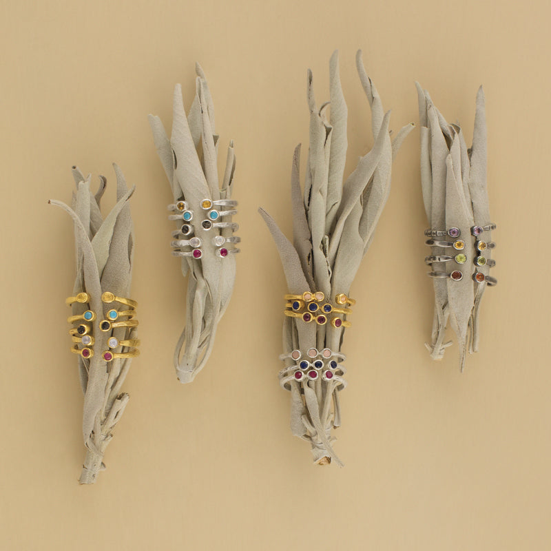 Soufflé Stone Stacker Ring in Turquoise and Gold