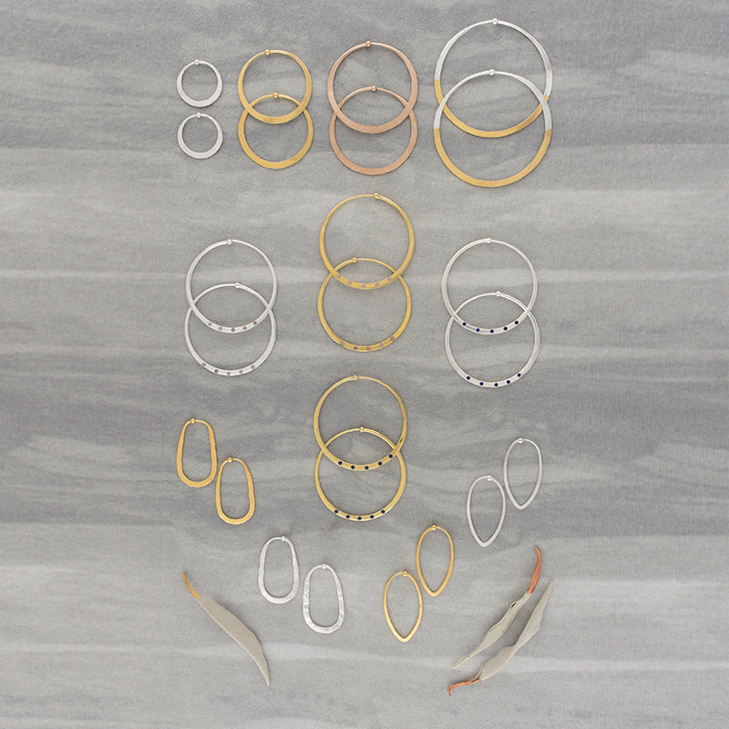 Stone Studded Hoops in Pink Opal and Silver - 2"