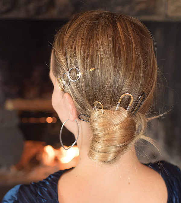 Two-Tone Effortless Hair Pin in Gold and Silver - Small