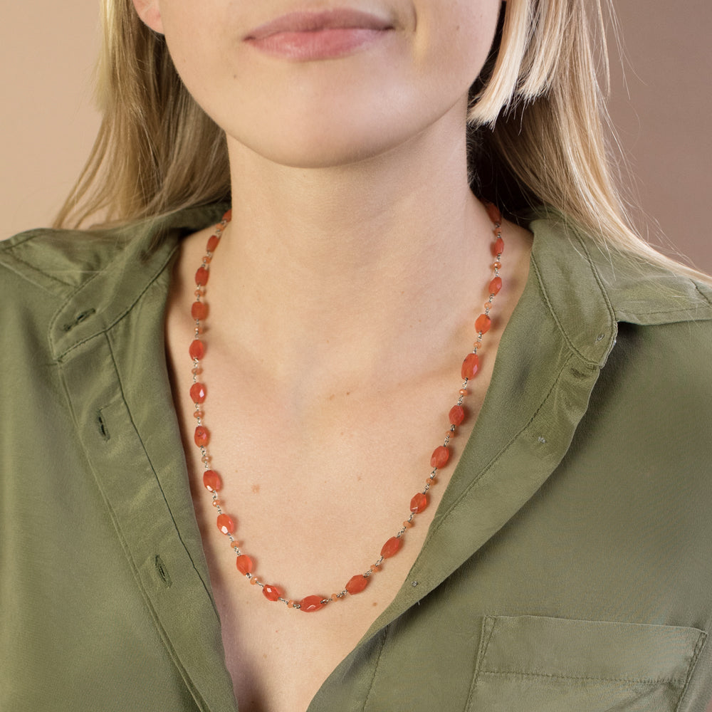 Stone Strand Necklace Carnelian 2224" The Good Collective
