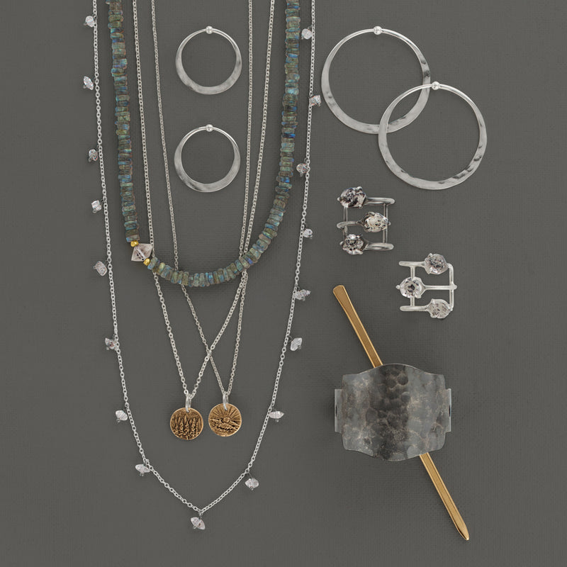 Elements Signet Necklace - Treeline in Bronze