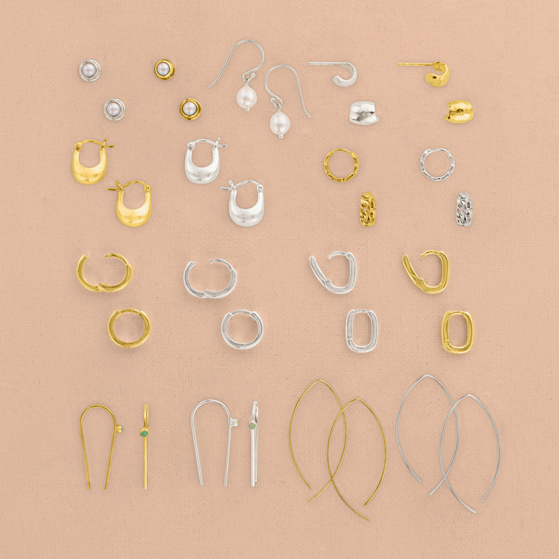 Hammered Huggie Earrings in Gold